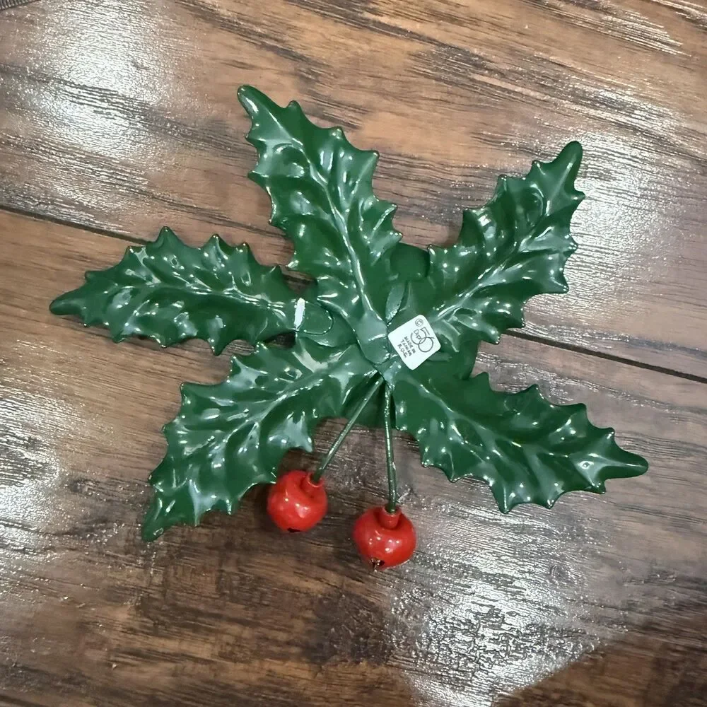 Department 56 Metal Candle Holder Holly Berries 6in Christmas Holiday Green, G4